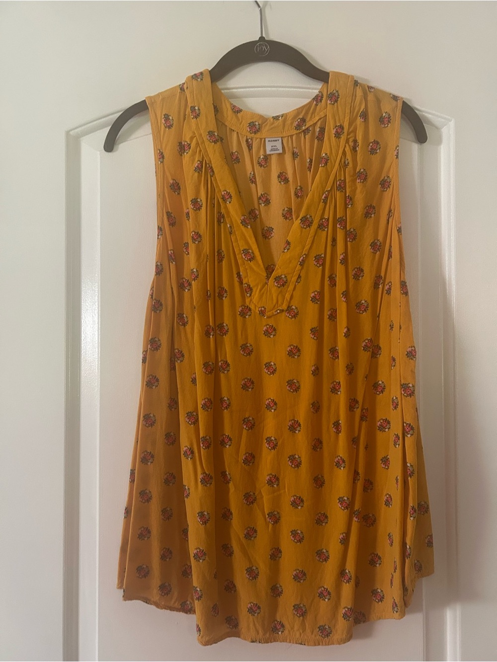 Old Navy Mustard Yellow Floral V-Neck Sleeveless Tank